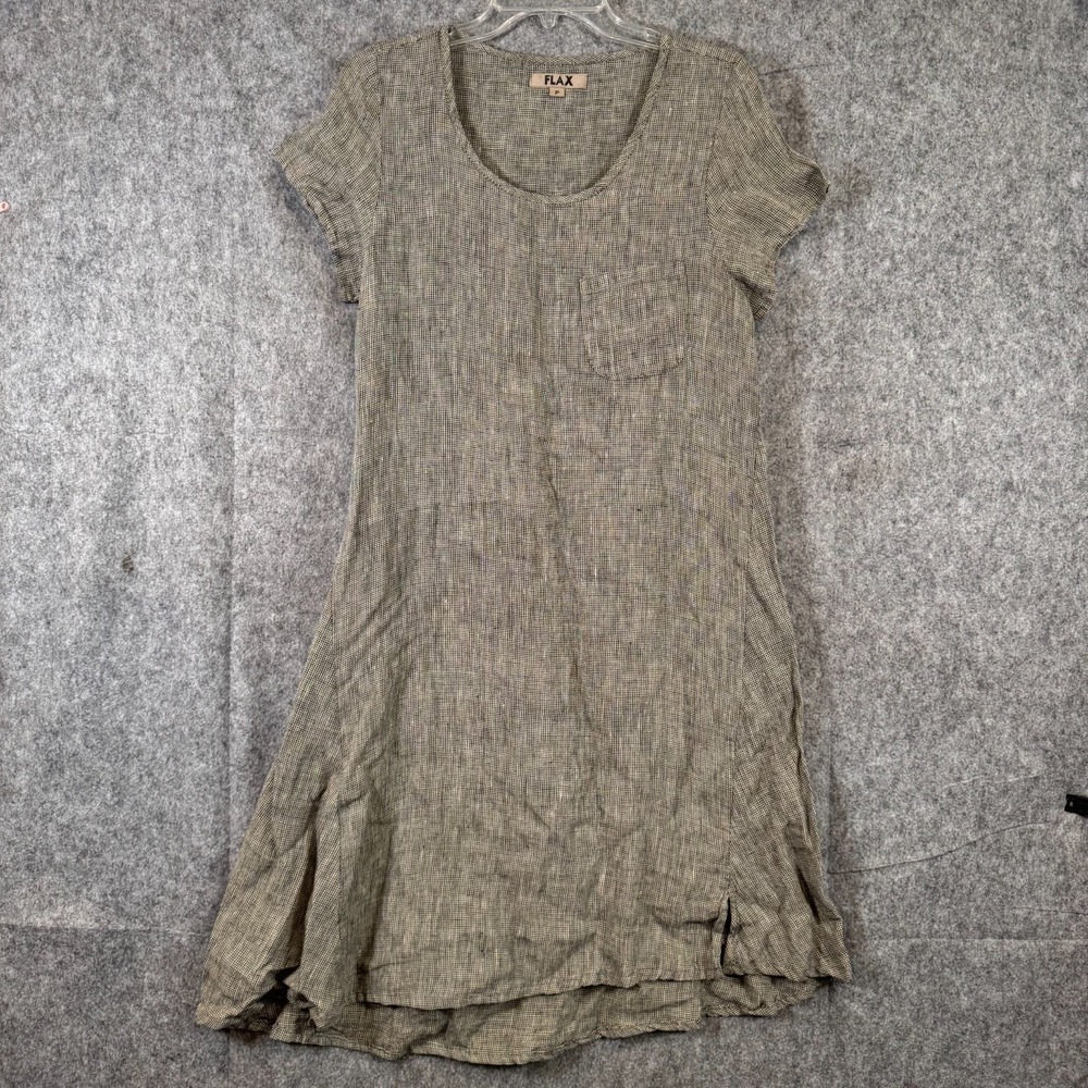 Flax Linen Lagenlook Shift Dress Womens P/ XS Lagom Sustainable Earthy Granola